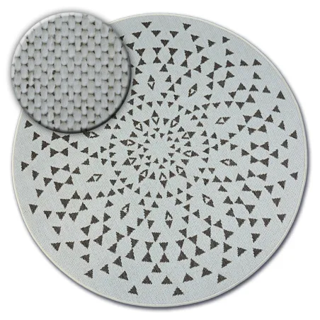 Tapis rond en sisal avec motif vitrail, idéal pour un décor contemporain