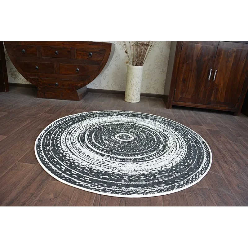 Tapis circulaire en sisal, style vitrail, idéal pour le salon