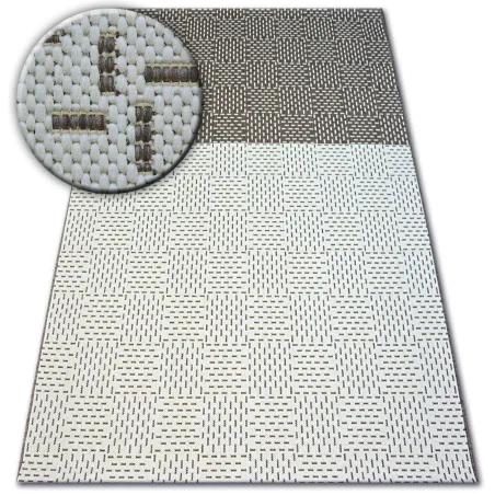 Tapis bicolore en sisal crème et marron, matériau naturel et durable