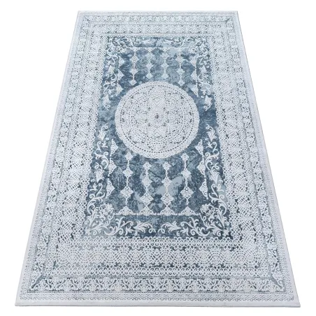 Tapis acrylique VALENCIA 2328 bleu et ivoire, tapis moderne pour décoration intérieure