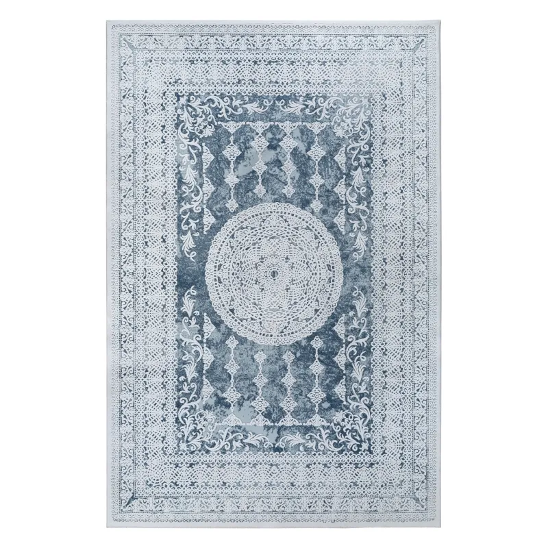 Tapis moderne VALENCIA 2328 bleu, parfait pour le salon contemporain
