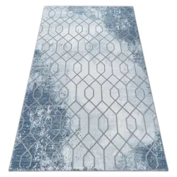 Tapis ACRYLIQUE VALENCIA 3951 HEXAGON bleu / gris