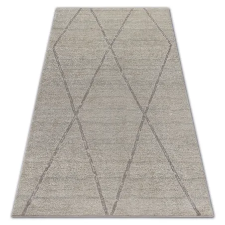 Tapis ethnique losanges crème et marron, tapis moderne pour le salon
