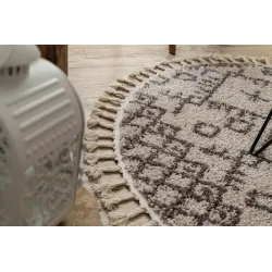 Tapis élégant en crème et marron, parfait pour le salon