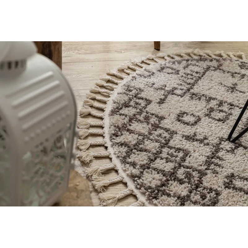 Tapis élégant en crème et marron, parfait pour le salon
