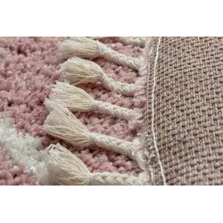 Tapis rond avec franges, parfait pour des intérieurs élégants à la maison
