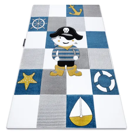 Tapis bleu pour enfants avec motif de navire pirate