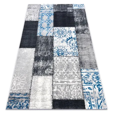 Tapis vintage gris et bleu, tapis classique pour le salon