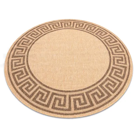 Tapis rond en sisal Floorlux, couleur maïs/café, 200cm de diamètre