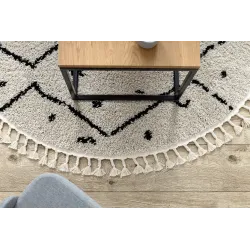 Tapis beige à zigzag, accessoire de décoration élégant, shaggy
