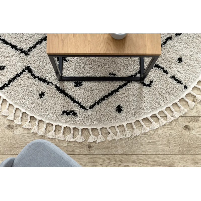 Tapis beige à zigzag, accessoire de décoration élégant, shaggy