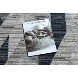 Tapis moderne REBEC bleu et crème, style élégant, parfait pour les salons