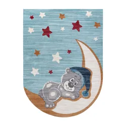 Tapis enfant TOYS 75322 Ours pour enfants - moderne, forme irrégulière bleu marine - turquoise / crème