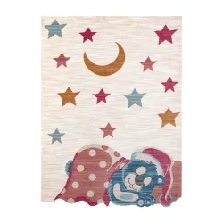 Tapis enfant TOYS 75323 Ours pour enfants - moderne, forme irrégulière crème / rouge fuchsia
