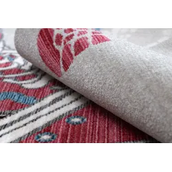 Dywan dziecięcy TOYS 75325 Trampki, buty dla dzieci - nowoczesny, nieregularny kształt szary / czerwony fuksja