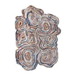 Tapis TINE 75312A Tronc d'arbre, bois - moderne, forme irrégulière terracotta / bleu