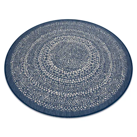 Tapis bleu en sisal à pois, parfait pour un intérieur contemporain