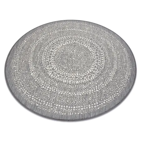 Tapis rond en sisal gris, idéal pour un intérieur contemporain