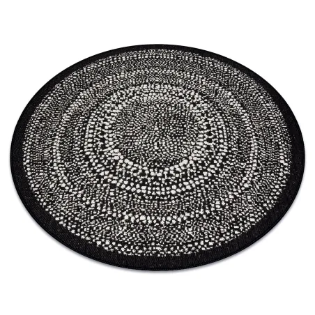 Tapis rond en sisal à pois noirs, accessoire de décoration chic et naturel