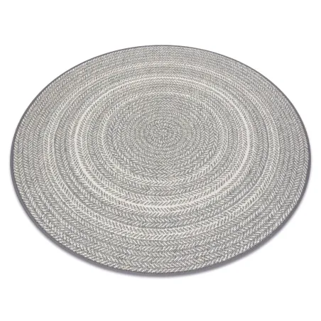 Tapis rond gris en sisal, style boho, tressé, pour le salon