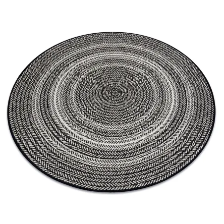 Tapis rond en sisal noir, style boho, tissé à plat