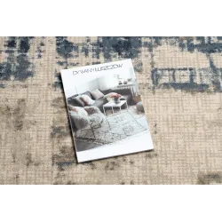 Tapis NAIN élégant en beige et bleu foncé, vintage, parfait pour la chambre ou le salon