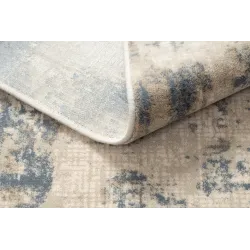 Tapis NAIN polyvalent en beige et bleu foncé, vintage, parfait pour le jardin ou la terrasse