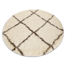 Tapis FLUFFY 2373 cercle shaggy treillis - crème / beige
