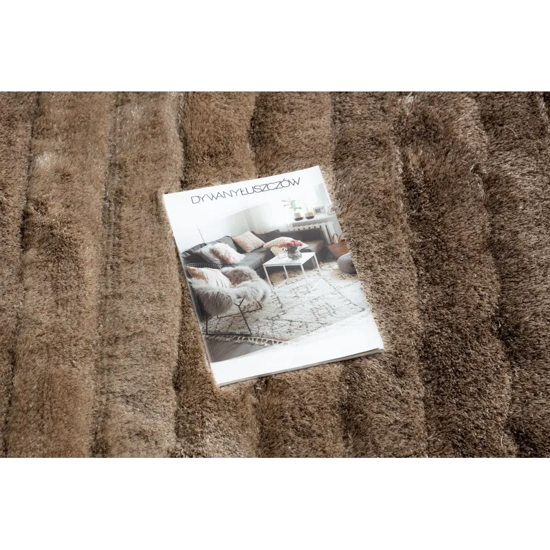 Tapis FLIM 007-B3 avec rayures marron, idéal pour le salon contemporain