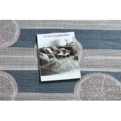 Tapis élégant en ecru, rose et bleu, parfait pour le salon