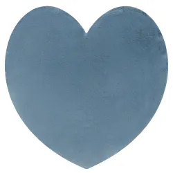 Tapis SHAPE 3105 Shaggy Cœur - bleu en peluche, antidérapant, lavable