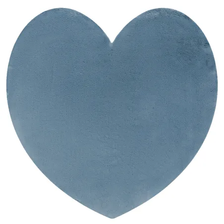Tapis SHAPE 3105 Shaggy Cœur - bleu en peluche, antidérapant et lavable