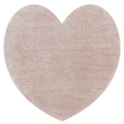 Tapis SHAPE 3105 Shaggy Cœur - rose en peluche, antidérapant, lavable