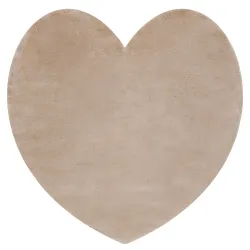 Tapis SHAPE 3105 Shaggy Cœur - beige en peluche, antidérapant, lavable