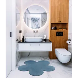 Tapis moderne bleu, parfait pour le salon ou la chambre à coucher