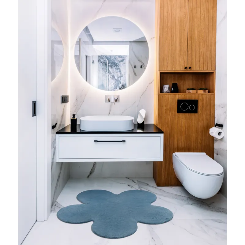 Tapis moderne bleu, parfait pour le salon ou la chambre à coucher