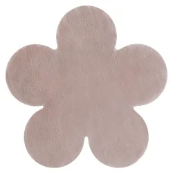 Tapis SHAPE 3106 Shaggy Fleur - rose en peluche, antidérapant, lavable