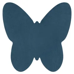 Tapis SHAPE 3150 Shaggy Papillon - bleu en peluche, antidérapant, lavable