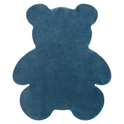 Tapis SHAPE 3146 Shaggy ours en peluche - bleu, antidérapant, lavable