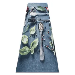 Tapis lavable ANDRE 1151 Cuillères, pour la cuisine, antidérapant - bleu