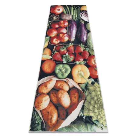 Tapis lavable avec fruits et légumes, vert, antidérapant pour la cuisine