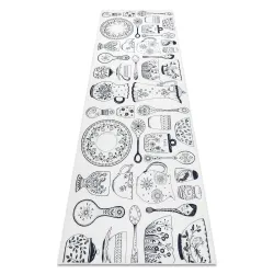 Tapis lavable ANDRE 1318 Céramique, pour la cuisine, antidérapant - beige