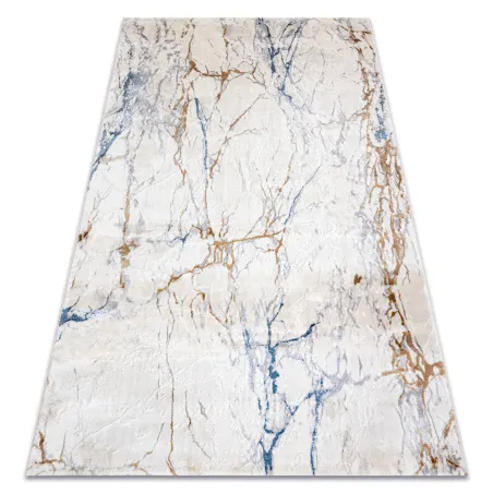 Pouf ACRYLIQUE ELITRA 9962 ivoire et bleu, tapis moderne