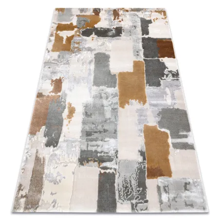 Tapis acrylique gris-jaune avec abstraction, style moderne