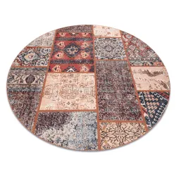 Tapis ANTIKA ancient rust cercle, patchwork moderne, lavable grec - terre cuite
