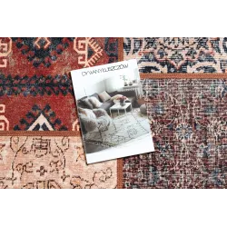 Tapis moderne ANTIKA rouille ancienne, patchwork élégant, lavable
