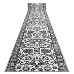 Tapis de couloir MATEO 8037/644 Moderne cadre, fleurs - structurel gris