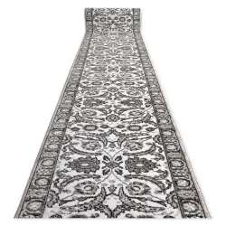 Tapis de couloir MATEO 8037/944 Moderne cadre, fleurs - structurel gris / beige