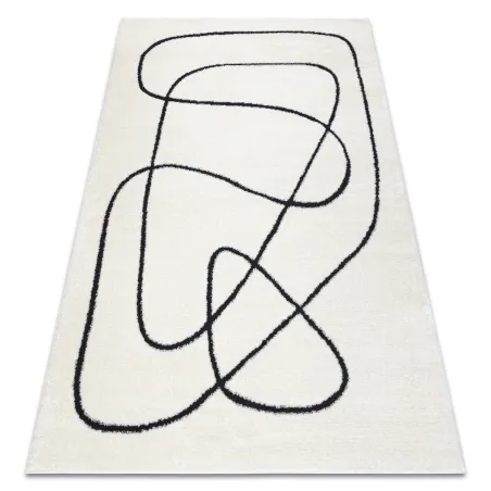 Tapis moderne crème et noir, ajoutant une touche d'élégance à votre espace