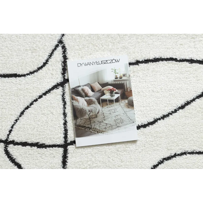 Tapis moderne élégant crème et noir, idéal pour toute décoration intérieure